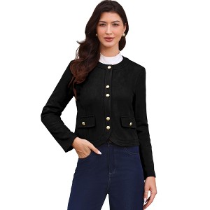 INSPIRE CHIC Women's Crew Neck Long Sleeves Button Down Vintage Jackets - 1 of 4