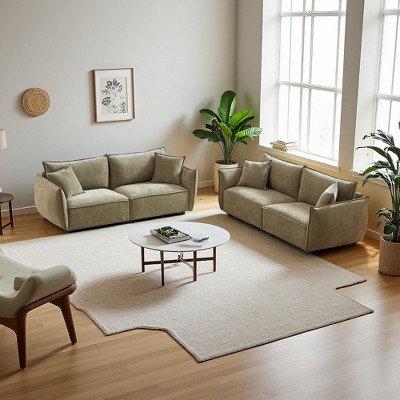 Modern Linen 3+3 Sofa Set with Wood Frame
