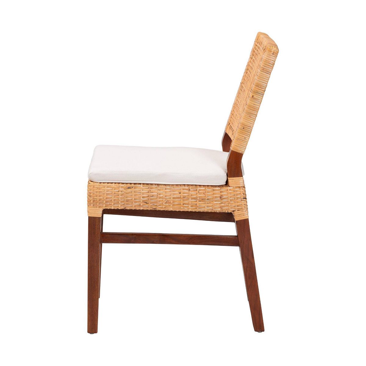 bali & pari Lesia Natural Rattan Dining Chair with Cushion Light Honey/Walnut Brown