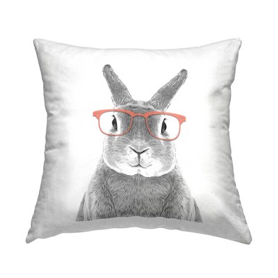 Stupell Industries Smiling Bunny Rabbit Pink Glasses Animal