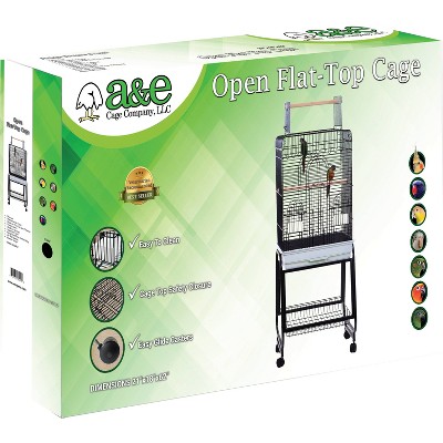 Black Steel Play Top Bird Cage with Removable Stand