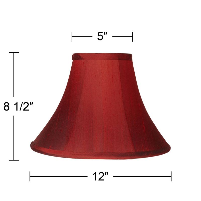 Springcrest Deep Red Small Bell Lamp Shade 5" Top x 12" Bottom x 8.5" High x 9" Slant (Spider) Replacement with Harp and Finial, 6 of 7