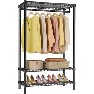 Clothes Rack,Heavy Duty Garment Rack with Shelves with 2 Shelves And 1 Hang Rod,Metal Portable Freestanding Closet Organizer - 1 of 4