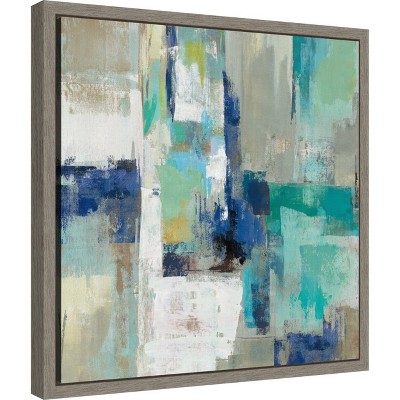 Abstract Blue and Beige Canvas Wall Art Print