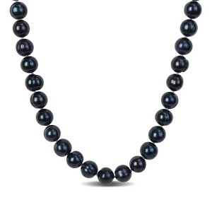 EVERLY JEWELRY | 8-8.5mm Off-Round Black Cultured Freshwater Men's Pearl Necklace with Large Sterling Silver Lobster Clasp-20 in. - 1 of 4