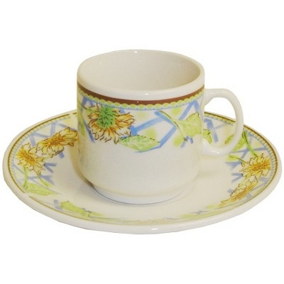 Flowers Espresso Coffee Cup Saucers 12Piece Set