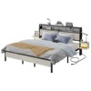 Bestier King Bed Frame with Horizontal Golden Stripe Storage Headboard - 3 of 4