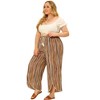 Agnes Orinda Women's Plus Size Split Elastic Waist Flowy Striped Casual Wide Leg Fashion Pants - 3 of 4