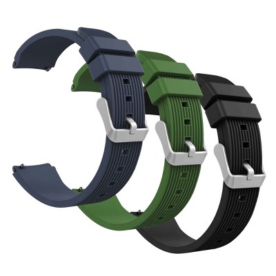 Insten 3-Pack Band For Samsung Galaxy Watch 3 Band 45mm (2020) / 46mm (2018) Replacement Wristbands 22mm For Women Men (Black + Blue + Green)