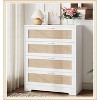 Jojoka Tall Rattan Dresser with 4 Drawers, Boho Wooden Storage Chest for Bedroom, Living Room, or Entryway - 3 of 4