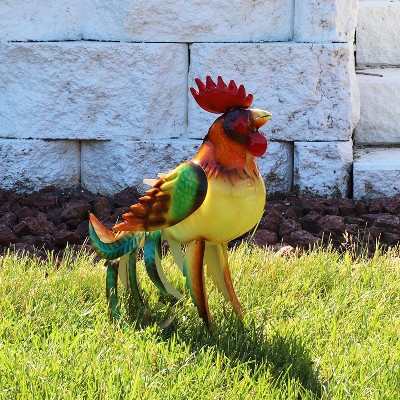 Romeo the Rooster 16" Multicolor Metal Outdoor Statue