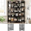 Corner Bookshelf, 5-Tier Bookshelves with 4 Hooks, Convertible Bookshelf, Industrial Wooden Bookcase with Open Shelves and Metal Frame - 3 of 4