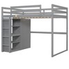 PAGED Full Size Loft Bed Simple Modern Metal Bed Frame with Desk, 3 Linen Drawers, LED and Guardrail for Bedroom - 3 of 4