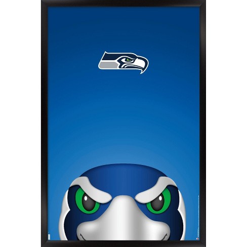 Trends International NFL Seattle Seahawks - S. Preston Mascot Blitz 20  Framed Wall Poster Prints Black Framed Version 14.725' x 22.375'