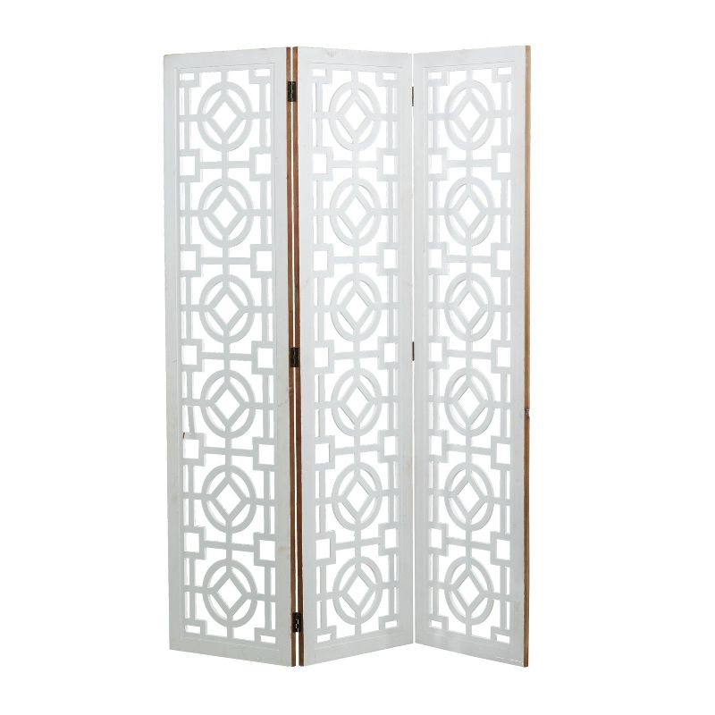 Farmhouse Wood Patterned Room Divider Screen White - Olivia &#38; May, 6 of 22