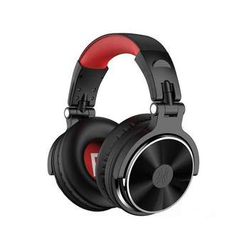 OneOdio Pro 10 Over Ear Headset Wired Studio DJ 50mm Neodymium Driver Gamer Music Sharing Headphones with Padded Ear Cups & In Line Microphone, Red