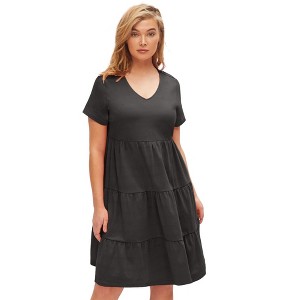 ellos Women's Plus Size Tiered Knit Tee Dress - 1 of 4