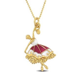 EVERLY JEWELRY | Yellow Plated Silver Enamel Bead Station Dancer Charm Necklace – Multiple color Enamel - 1 of 4