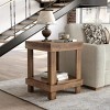 Syemin End Tables 2-Tier Wooden End Table with Open Storage Shelves Farmhouse Square Side Table for Living Room, Beige, 19.69"*19.69"*25.59" - 4 of 4