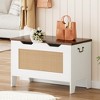 Storage Chest,Rattan Toy Chest,30" Wooden Storage Bench with Safety Hinge,Blanket Chest - 2 of 4