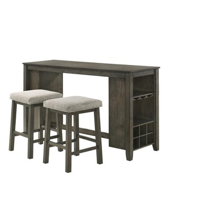 New Classic Furniture,Churon Solid Wood Gathering Bar Table And 2 Stools - Brown