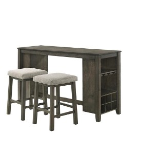 New Classic Furniture,Churon Solid Wood Gathering Bar Table And 2 Stools - Brown - 1 of 4