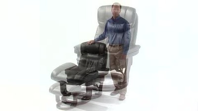 Sustainably Sourced Black Leather Swivel Recliner with Mahogany Wood Base