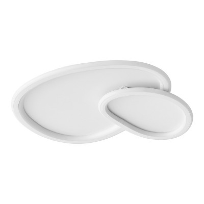 Modern LED Ceiling Light Flush Mount, White Oval Double Panel Dimmable Fixture for Bedroom Living Room