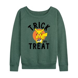Women's - Pokémon - Trick Or Treat Lightweight French Terry Wide Neck Long Sleeve Shirt - 1 of 4