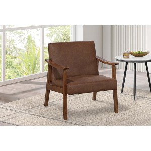 Upholstered Accent Chair with Wooden Frame, Sloped Arms and Removable Back Cushion - 1 of 4