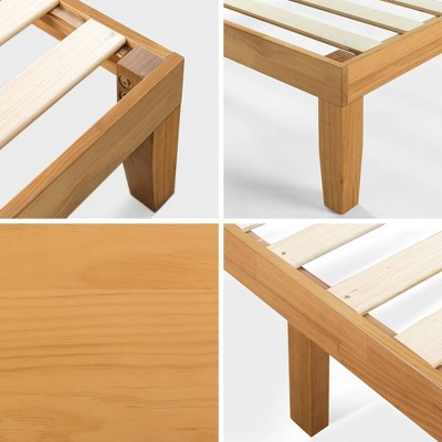 Natural Wood Queen Platform Bed Frame with Storage and Slats