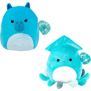 Squishmallows 10" Blue 2Pk- Kenji Capybara and Sky Squid -Official Jazwares Plush-Collectible Squishy Stuffed Animal Toy - Gift for Kids, Girls & Boys - 1 of 4