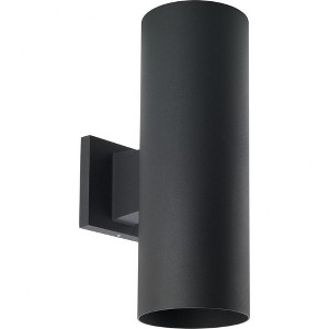 Progress Lighting, Cylinder Collection, 2-Light Outdoor Wall Lantern, Black, Aluminum, Antique Bronze, Shade Included - 1 of 4