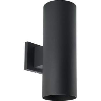 Progress Lighting, Cylinder Collection, 2-Light Outdoor Wall Light, Black, Aluminum, Antique Bronze Finish, Shade Included