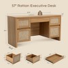 Brafab Home Office Desk with Charging Station,5-Drawer Executive Desk with Rattan Front,Computer Writing Desk Built-in USB/Type-C Ports & Outlets - 2 of 4