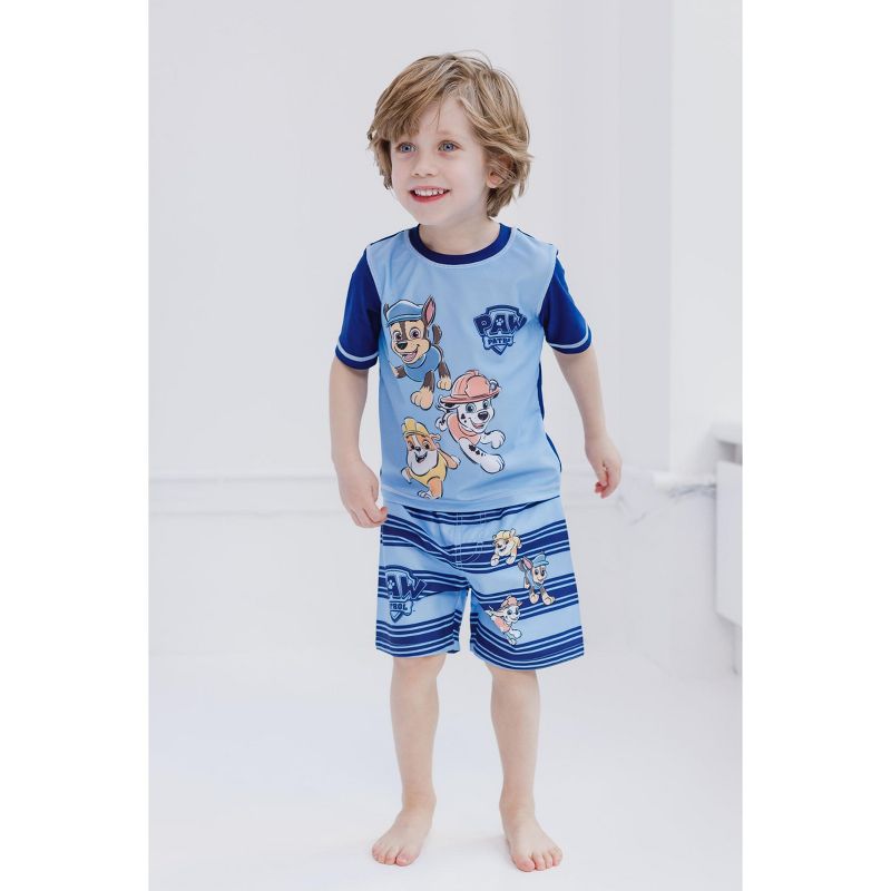 Paw Patrol Rubble Marshall Chase Pullover Rash Guard and Swim Trunks Outfit Set Toddler, 5 of 8