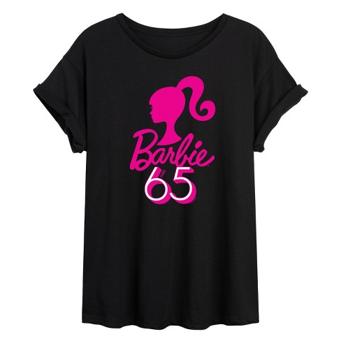 Women's - Barbie - Pink 65 Head Silhouette Logo Oversized Graphic T-Shirt - image 1 of 4