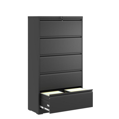 YONWAY 4 Drawer Lateral File Cabinet with Lock, Steel File Storage Cabinet, for Legal/Letter/A4/F4 Size, for Home Office and School