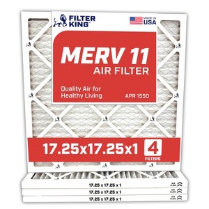 Filter King 17.25x17.25x1 Air Filter | 4-PACK | MERV 11 HVAC Pleated A/C Furnace Filters | MADE IN USA | Actual Size: 17.25 x 17.25 x .75" - 1 of 4