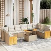 vidaXL 11 Piece Patio Sofa Set with Cushions Poly Rattan - Beige and Cream - 2 of 4