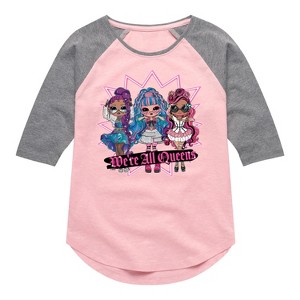 Girls' - LOL Surprise! - We're All Queens Shirt Tail Raglan Graphic T-shirt - 1 of 4