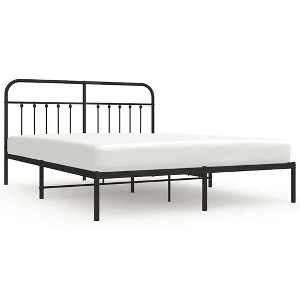 vidaXL Black California King Metal Bed Frame with Headboard & Slats, No Mattress, Easy Assembly - 1 of 4