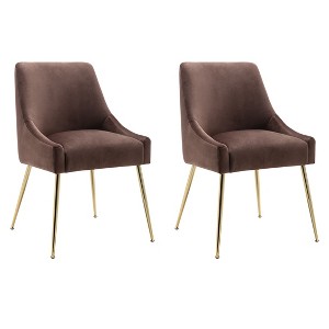 WestinTrends Upholstered Performance Velvet Accent Chair With Metal Leg (Set of 2) - 1 of 4