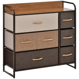 SEVOBAL Dressers 7 Drawer Fabric Storage Organizer with Steel Frame and Wooden Top for Stylish Bedroom Entryway, Brown, 11.5"*31.5"*31" - 1 of 4