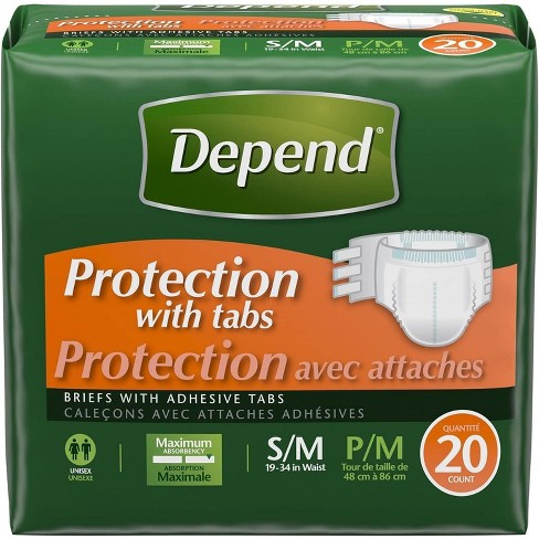 Depend Protection with Tabs, Maximum Briefs S/M, 20 Count 19-34 in Waist - image 1 of 4