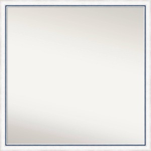 28"x28" Non-Beveled Morgan Wood Bathroom Wall Mirror White/Blue - Amanti Art: Square, Modern, Wall Mount - 1 of 4