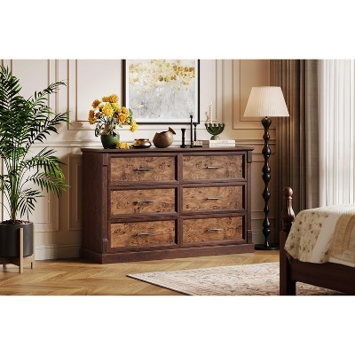 Farmhouse 6-Drawer Dresser – 47'' Rustic Wood Chest of Drawers for Bedroom, Living Room & Entryway