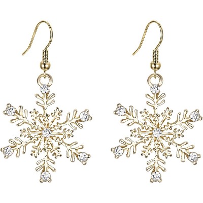 Women's snowflake earrings, flower and snowflake ear hook pendant earrings, Christmas decorations