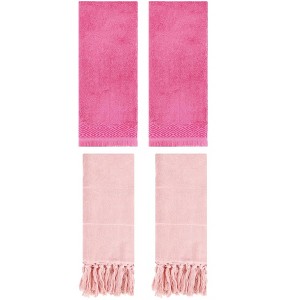 REGALWOVEN 4 Packs Cotton Absorbent Soft Turkish Hand Towels with tassel for Bathroom - 1 of 4