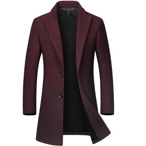 Lars Amadeus Men's Classic Solid Color Single Breasted Business Winter Coat - 1 of 4